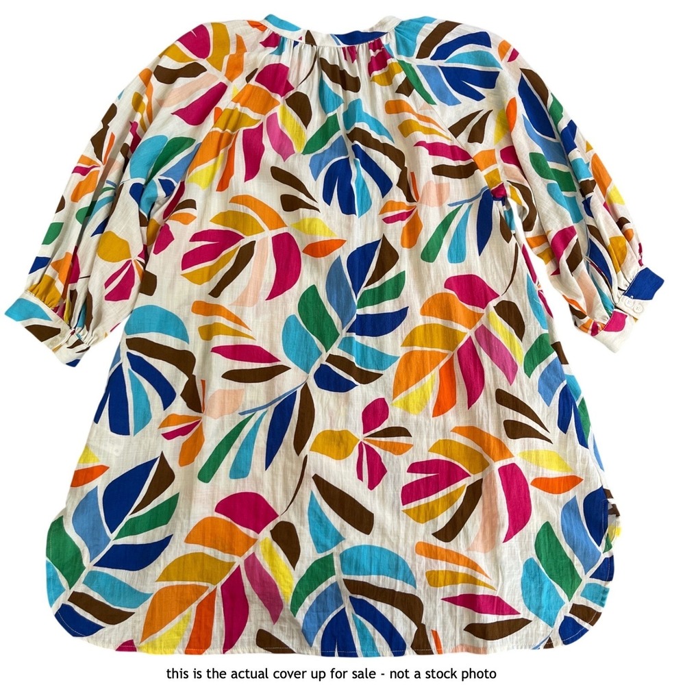 Tabitha Brown Tropical Botanical Cover Up Shirtdress Tunic Women Large Multi - Picture 5 of 16